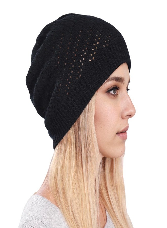 ROBOHOOK Crochet Hats for Women Hollow Elastic Crochet Beanie Loose Mesh Summer Beanies,Hand-Knitted Knit Hats,Soft and Breathable for Womens (Black) - Image 1